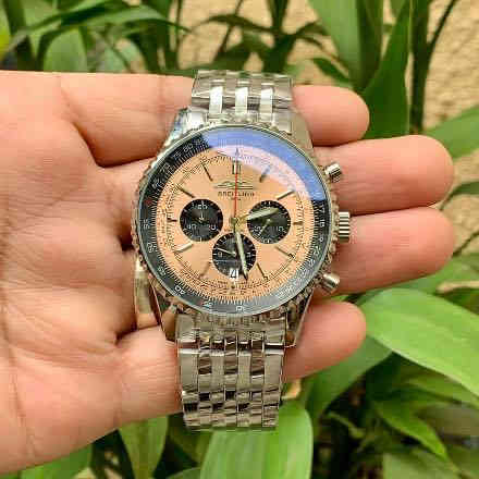 ❤️ حلويات ❤️

💸 السعر 35 الف 💸

🔆 المواصفات :

🕔ساعة يد كرونوغراف بري-تلي—نغ  ناف—يت ايم-ر  للطيارين … مينا نحاسي متموج بالوان /بني نحاسي  وابيض واخضر وازرق وتبفاني  
✔️ ستوب ووج شغال (فديو بالتعليقات ) 
✔️ سناتر شغالة بكامل وظائفها 
✔️ رنك دوار ( Slide Rule Bezel )
✔️سوار معدني عالي الجودة
✔️ظهر مختوم بشعار 🦅 
✔️زجاج زفير ضد الخدش لماع✨✨  
✔️تتمتع ببطارية عمر طويل 
✔️ وزن القطعه +137 غرام 
✔️تاريخ شهري على الرقم 6

💥وظيفة الطوق (الرنك ) المتحرك :

💢💢 كمبيوتر طيران دائري: يعمل كجهاز كمبيوتر طيران مصغر يمكن ارتداؤه على المعصم. 
حسابات الطيران الأساسية: يمكّن الطيارين من إجراء جميع حسابات الطيران الضرورية. 
عمليات رياضية: يُستخدم في حسابات الضرب والقسمة. 
قياسات جوية: يساعد في حساب السرعة المتوسطة، والمسافة المقطوعة، واستهلاك الوقود، ومعدل الصعود أو النزول. 
تحويل الوحدات: يتيح تحويل الأميال إلى كيلومترات أو أميال بحرية. 

يتوفر توصيل🚚 لكل مدن العراق 🇮🇶

هاتف #دقيقة واتساب 🟢 *********** 🟢
