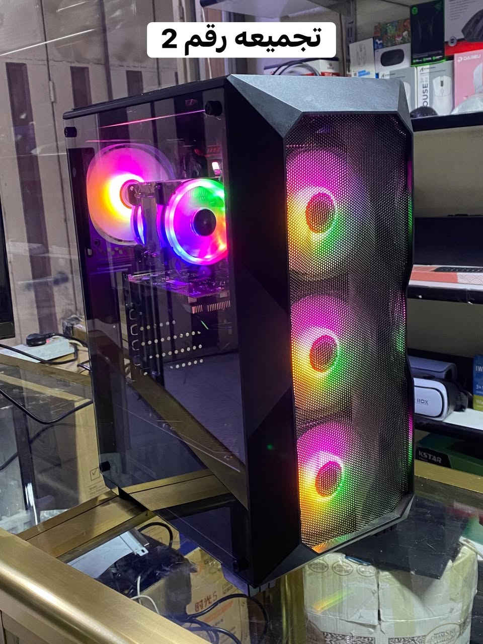 التجميعات المتوفره حالياً
تجميعة رقم (1)
CPU_ AMD Ryzen 5 5500 
_GPU RTX 3050 6G OC GIGABYTE 
 _RAM 8x2 16G 3200hz
_AMD B450 ASUS GAMING 
_ psu 550W mass
  ssd 128G/HDD 500G
سعرها650.000
____________________________________________
تجميعه رقم (2)

تجميعة كيمنك
_CPU INTEL E5 2666 CORE 10 THERADS 20 
_GPU gtx1050 ti 4G GIGABYTE
 _RAM 8x2 16G 3200hz
_INTEL X99 TURBO  GAMING 
_ psu 550W mass
  ssd 128G/HDD 500G
سعرها 390.000
____________________________________________

تجميعة كيمنك
_CPU INTEL E5 2666 CORE 10 THERADS 20 
_GPU RX 580 8G OC
 _RAM 8x2 16G 3200hz
_INTEL X99 TURBO  GAMING 
_ psu 550W mass
  ssd 128G/HDD 500G
سعرها 400.000
——————————————————————————

تجميعة كيمنك
_CPU INTEL i5 10400F
_GPU RX 5500xt 8G OC msi
 _RAM 8x2 16G 3200hz
_INTEL H460 v2 GIGABYTE GAMING 
_ psu 550W mass
  ssd 128G/HDD 500G
سعرها 680.000
____________________________________________
تجميعه رقم (5)

تجميعة كيمنك
_CPU INTEL i3 جيل الثالث
_GPU داخلي
 _RAM 4x2 8G 1666hz
_INTEL h75 v2  
_ psu  600W
  HDD 500G
سعرها 150.000
____________________________________________
ومتوفر رامات،هاردات،كروت،كيسات،فانات،…
العنوان الموصل دواسه عماره القدس مكتب البغدادي للحاسبات ومتوفر توصيل لجمع المحافظات 
للتواصل خاص او واتس ***********
