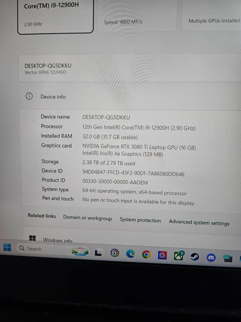 للبيع لابتوب msi 
بمواصفات قوية 
MSI Vector GP66 12UHSO Intel Core i9-12900H (جيل 12)
 NVIDIA RTX 3080 Ti 16GB  الكارت هذا بقوة ال 4070 واقوى لان ti
RAM 32GB DDR5 💾 تخزين 1T 
السعر مليون و400 
العنوان بغداد الحريه 
رقم الهاتف ***********
