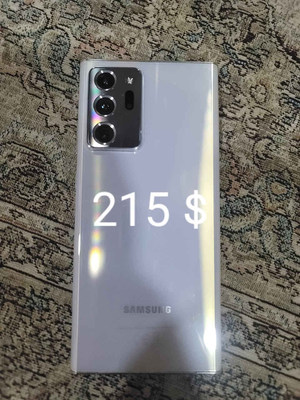 Note 20 ultra 
2دووسیمکارت. 
ڕام 12.
256گێگا.
موبایلەکە پاک ماوەتەوەو هیچ دووبارەیەکوو تەبعی شاشەیی نیە بەزامانیی 3 ڕۆژ.
نرخی 215$ دۆلارە.
شوێن سلێمانی بەگرەجۆ.
.ژ.م. ***********. السليمانية, العراق
