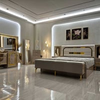 طقم نوم ١٠قطع • سرير دبل هايدرولك • كوموديات انارة ليزري