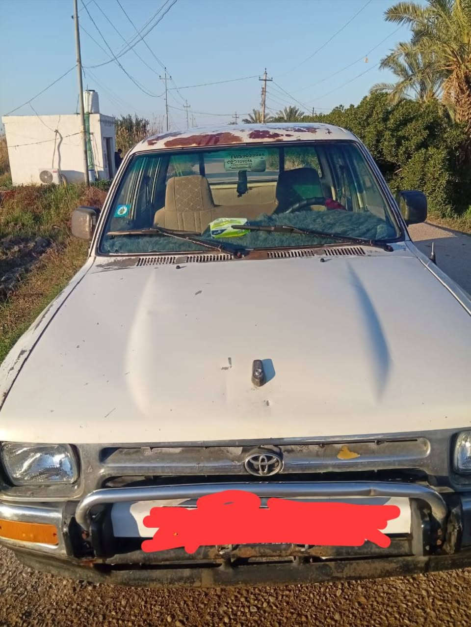 للبيع سياره بيك اب تويوتا بلادي جاهزه خير من الله موديل 1993 رقم انكليزي مثنى تحويل  ثاني يوم مشروع وطني مكينه كير حداديه ميه بلميه الرفاعي الاتصال ‏‪***********‬‏ السعر 58 بيه مجال
