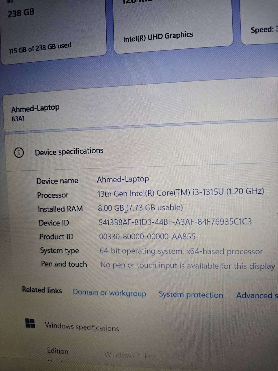 لابتوب Lenovo V15 G4 IRU للبيع – نظيف وقوي للعمل والدراسة
بسعر 420 وبي مجال 

فرصة ممتازة للي يدور لابتوب عملي وسريع للاستخدام اليومي، الدراسة، العمل، تصفح الإنترنت، وبرامج الأوفيس. الجهاز من شركة Lenovo المعروفة بجودة أجهزتها وتحملها للاستخدام الطويل.

المواصفات:

المعالج: Intel Core i3-1315U (جيل حديث وأداء سريع)

الرام: 8GB RAM

التخزين: 256GB SSD (سرعة عالية في تشغيل النظام والبرامج)

كرت الشاشة: Intel Integrated Graphics

الشاشة: 15.6 بوصة Full HD بدقة 1920×1080 وصورة واضحة

البطارية: 2 Cell – سعة 38Wh

اللون: أسود (Business Black)

مميزات الجهاز: ✔ تشغيل سريع بفضل SSD
✔ شاشة كبيرة وواضحة مناسبة للدراسة والعمل
✔ مناسب للأوفيس، التصفح، الدراسة، وبرامج العمل اليومية
✔ تصميم عملي وخفيف نسبياً

الموديل: Lenovo V15 G4 IRU
تاريخ التصنيع: 2024

للاستفسار أو الشراء تواصل خاص. 
واتساب ***********
