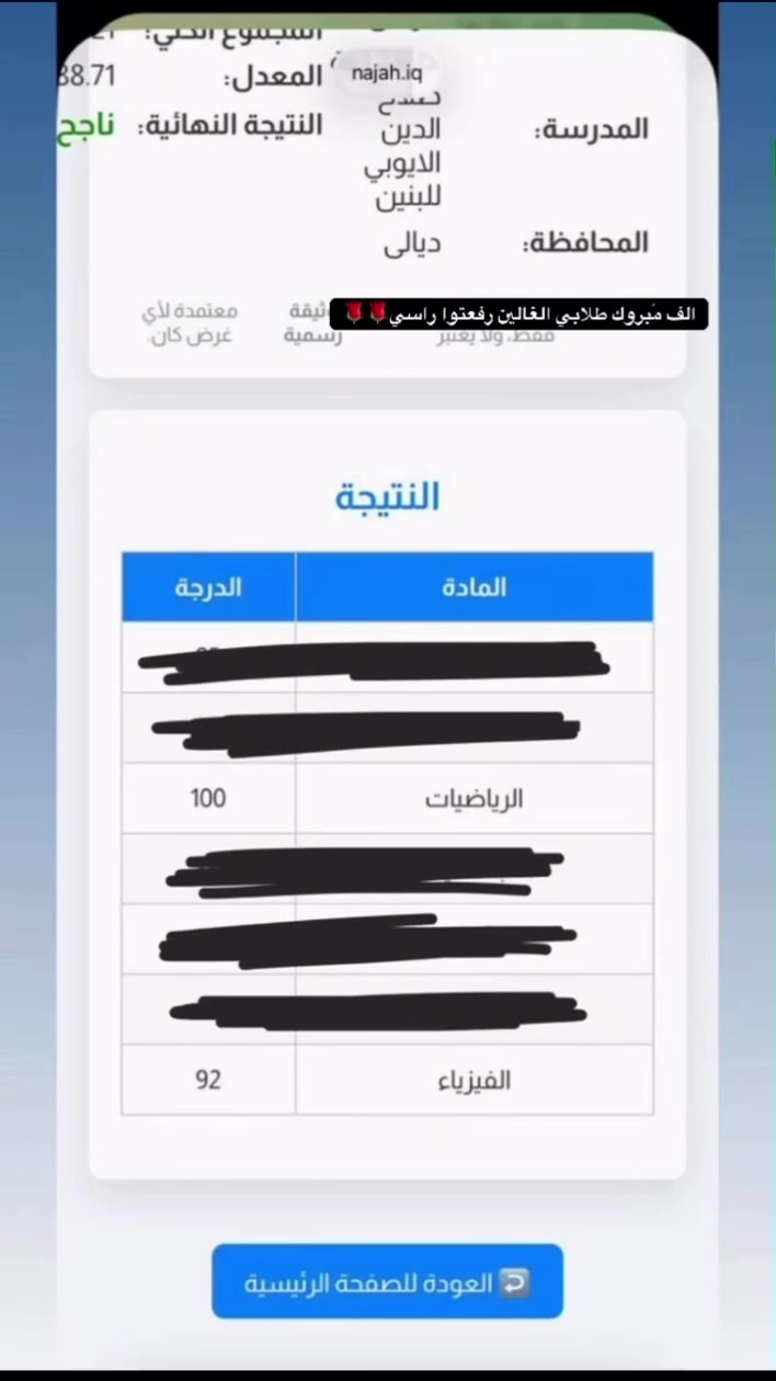 درجات طلاب في مادة رياضيات والفيزياء . المهندس علي رحمان.📍تولةفروش قرب مجمع سوفار .***********📞
