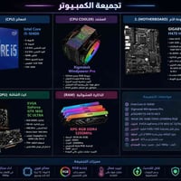 كومبو مذربورد +رامات قطعتين  +معالج +كارت شاشه + مبرد المواصفات  مذربو...