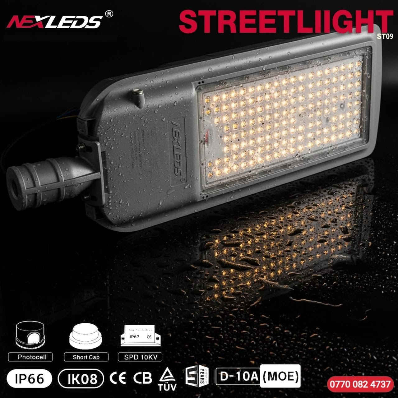 تركيب إنارة الشوارع الاحترافية المصمم لظروف العراق القاسية
يعمل أوتوماتيكياً مع جهاز حماية من ارتفاع وانخفاض الفولتية
مُزود بخلية ضوئية Photocell نظام التشغيل تلقائي
مُزود بجهاز حماية كهربائية SPD 10KV 
مقاوم للماء والعوامل الجوية IP66 بحماية ضد الصدمات IK08
إنتشار ضوء واسع بشدة إضاءة تصل إلى 185 لومن
***********
***********
