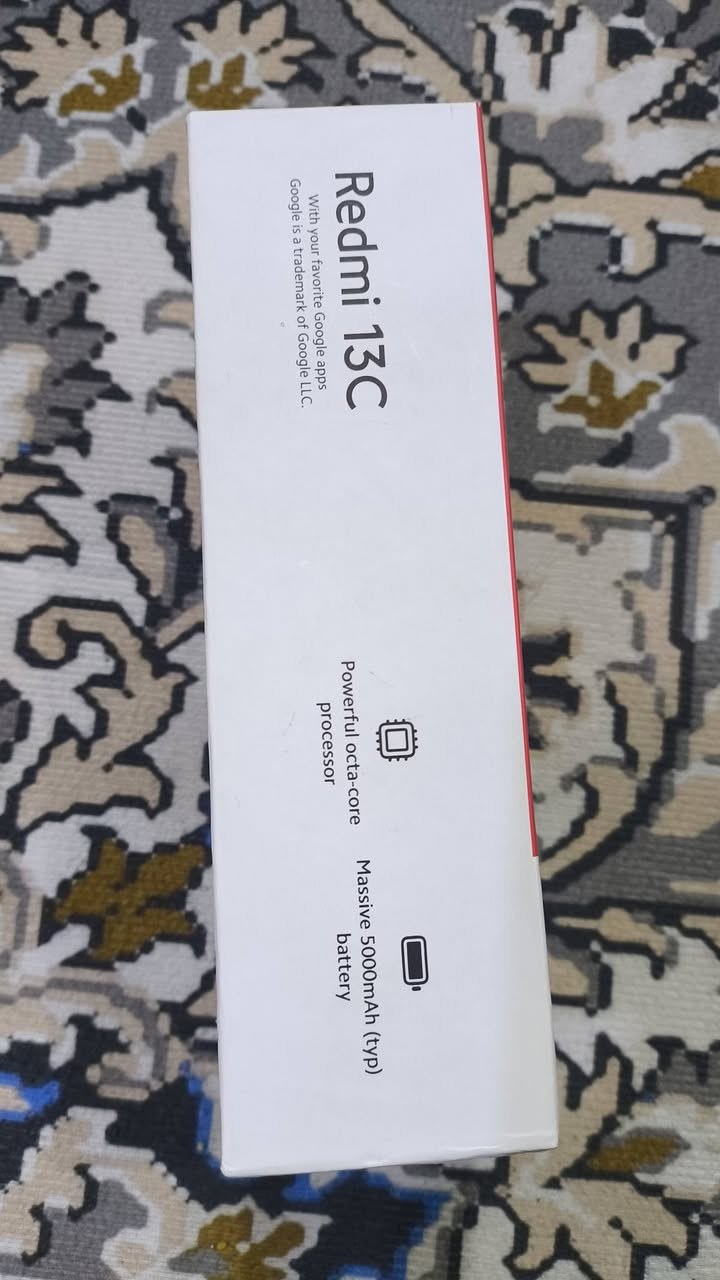 📱 Redmi 13C
📸 كاميرا خلفية 50 MP + كاميرا أمامية 8 MP (تصوير فيديو 1080p) 🆗 📷 �
📺 شاشة 6.74″ IPS، معدل تحديث 90Hz ⚡️ �
⚙️ معالج MediaTek Helio G85 – ثماني-النواة 💻 �
🧠 رام 8 GB + تخزين 256 GB 🎯 �
🔋 بطارية 5000 mAh مع دعم شحن 18W 🔌 �
🔐 بصمة جانبية + فتح بالوجه 👆 �
📶 دعم شبكات 4G + بلوتوث 5.3 + NFC (بعض النسخ) 📡 �
📊 نظام MIUI 14 مبني على Android 13 📱 �

💰 السعر:110 وبيه مجال قليل
📦 الجهاز مع الكرتون+كيبل شحن
لتواصل:***********+ نفس الحساب
