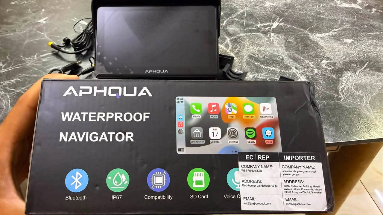 شاشة دراجة  (APHQUA Waterproof Navigator) – جديدة بالكرتونة
شكاكية تنربط ع فتحة USB يعني من مكان الشاحنة و تنربط على الباتري.  
شغلها واضح بالفيديو 
سعرها 90،000 
توصيل موجود لكل مكان 
***********
