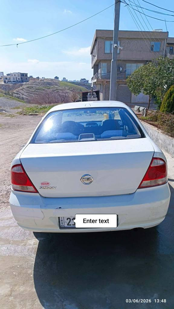 بەناوی خودا
نیسان،صنی کۆری،2010 چوارجام کارەبا ئاوێنە کارەبا کەلەوجێ عەینەک
 پێنج پارچەی بۆیاخە، پێشی لێدراوێکی هەیە،بەڵام بەتانەو شانسی کێشەی نیە سەنەوی مانگێکی ماوە ،گێڕو مەکینەو گەرم و سارد و تەقەو ڕەقەی بەشەرت
بێ مەسرەفەو ماڵی دۆستە
،،،نرخ،،77$ قفڵ،،***********
***********هەڵەبجەی شەهید حلبجة, السليمانية
