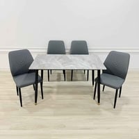 ميز طعام 4 كراسي • دوشمه جلد • سطح رخام مزجج
