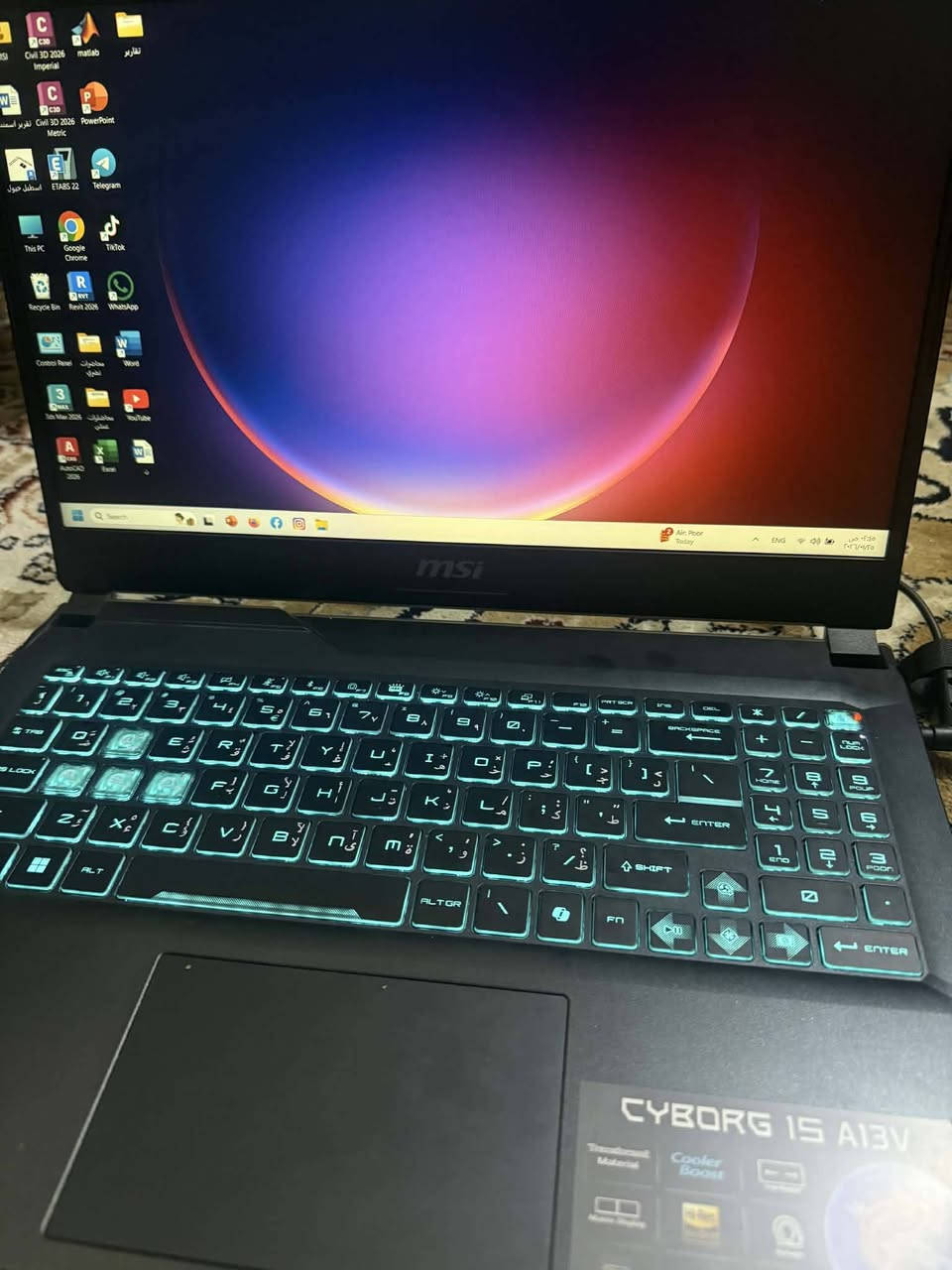 لابتوب msi للبيع استخدام قليل جداً بعده داخل الضمان للاستخدام الهندسي والبرامج التصميم 

الموديل: MSI Cyborg 15
• المعالج: Intel Core i7-13620H
• الذاكرة (RAM): 16GB
• التخزين: 1TB SSD
• كرت الشاشة: RTX 4060 (بذاكرة 8GB)
مع كارتون الشركه وشاحن الشركه الاصلي 
السعر مليون و 350 والالعاب


**إذا كنت صاحب هذا الإعلان وتريد حذفه لأي سبب، رجاءا أرسل رسالة إلى الدعم الفني**