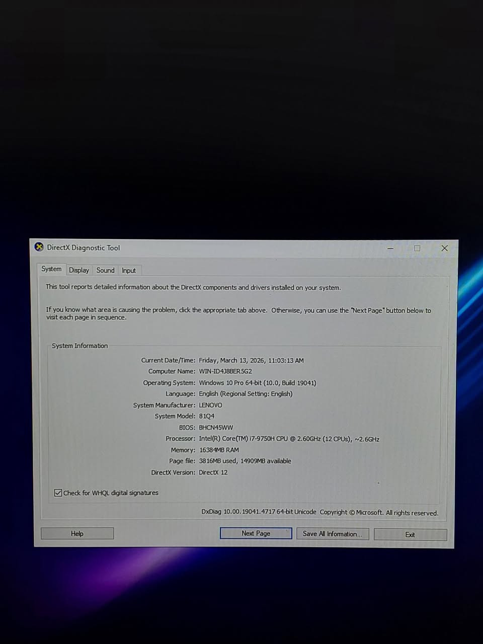 لابتوب لينوفو Lenovo :-
▪️ الموديل: 81Q4
▪️ المعالج (CPU):-
Intel Core i7- H9750 الجيل التاسع
▪️كرت الشاشة (GPU):-
NVIDIA GEFORCE RTX 2060 6GB 
▪️الرام (RAM):-
16GB
▪️شاشة قياس 17.3 144hrz
▪️هارد 1 تيرا بايت ssd M.2
نظيفة جدا استخدام شخصي فقط
السعر 815 الف
خاص او واتساب للتواصل : ***********
متواجد ( بابل/ بغداد / كربلاء )
