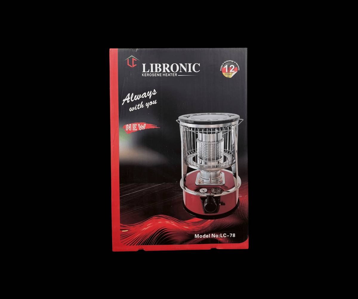 مدفأة نفطية من ماركة ليبرونيك، موديل LC_78. توفر تدفئة فعالة وسهلة الاستخدام للمساحات الصغيرة والمتوسطة. مثالية للأجواء الباردة وتعمل بالوقود النفطي. تصميم أنيق يجمع بين الأداء الجيد والشكل الجذاب.
