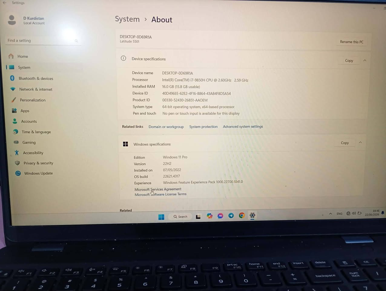 لابتوب deel Latitude 5501
مواصفات :
معالج: Intel(R) Core(TM)i7-9850H CPU@ 2.60GHz قابل للكسر
كرت شاشه: داخلي شير
رامات : 16 كيكا 
هارد التخزين: 512G ssd فائق السرعه
نضافه 95%
تشغل جميع برامج الهندسه 
سعر 475 الف مكاني نجف ***********
