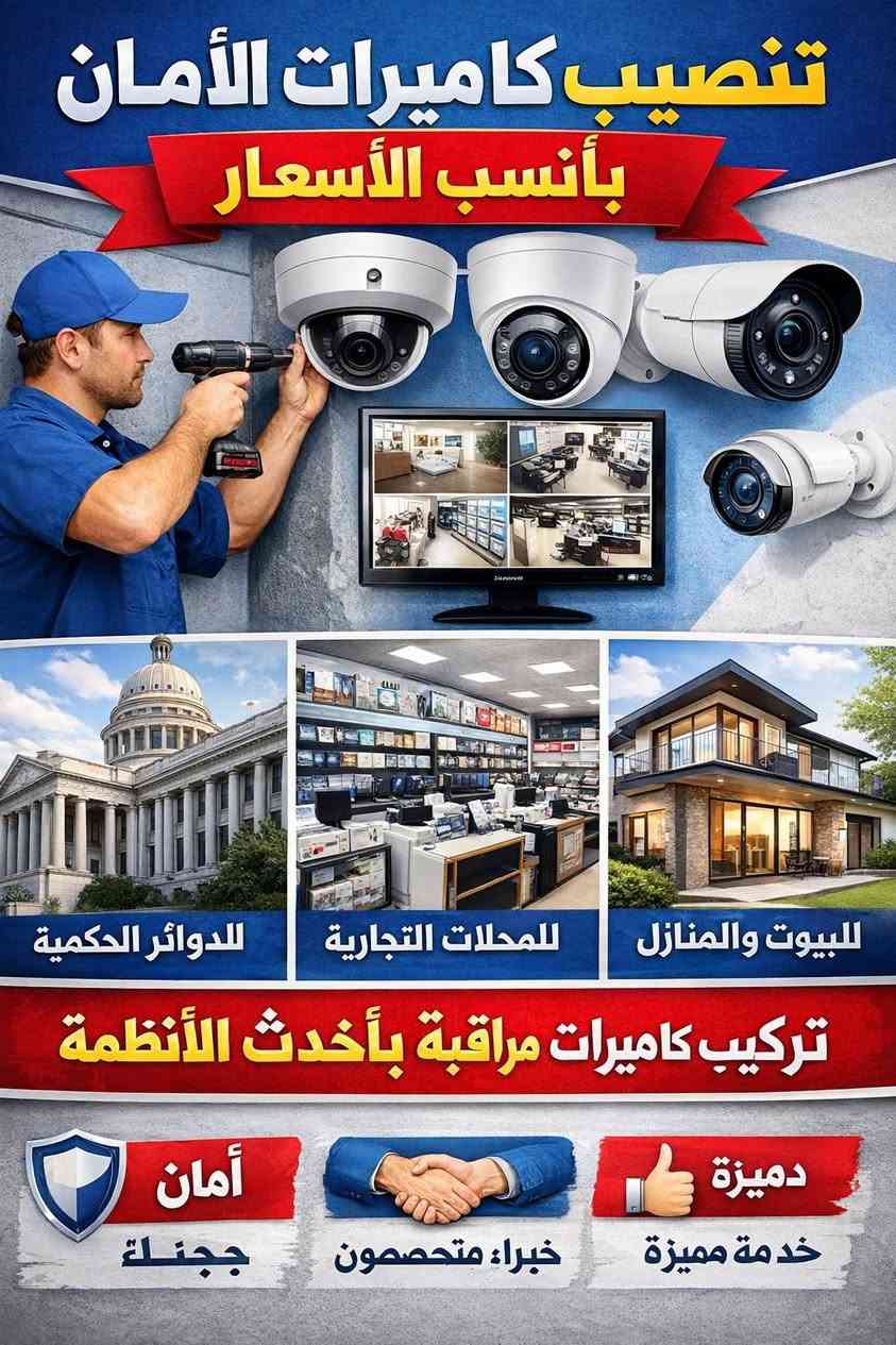 تنصيب وبيع كاميرات المراقبة بأفضل الأسعار
نوفر أحدث كاميرات المراقبة مع خدمة التنصيب الاحترافي
للبيوت 🏠 | المحلات 🏪 | الدوائر الحكومية 🏢
✔ كاميرات حديثة عالية الدقة
✔ أسعار مناسبة للجميع
✔ خبرة وجودة في العمل
للاستفسار والاتصال:
📞 ***********
📞***********
واتساب ***********
