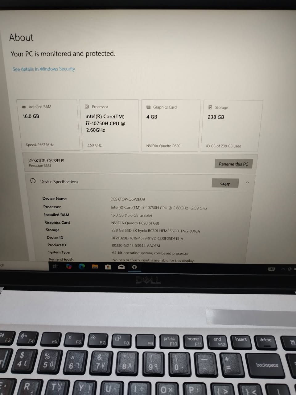 لابتوب ديل للبيع كورد 7 الجيل 10
رام 16 
هارد 256 ssd
المعالج فئة H
كارت الشاشة خارجي Nvidia p620 (4 كيكا)
كارت شاشة داخلي ( 8 كيكا)
المجموع الكلي (12 كيكا)
   حجم الشاشة 15.6
ينفتح 180 درجة 
البرامج الهندسية والعاب
معه شاحنة اصلية
السعر 500 الف قفل


**إذا كنت صاحب هذا الإعلان وتريد حذفه لأي سبب، رجاءا أرسل رسالة إلى الدعم الفني**