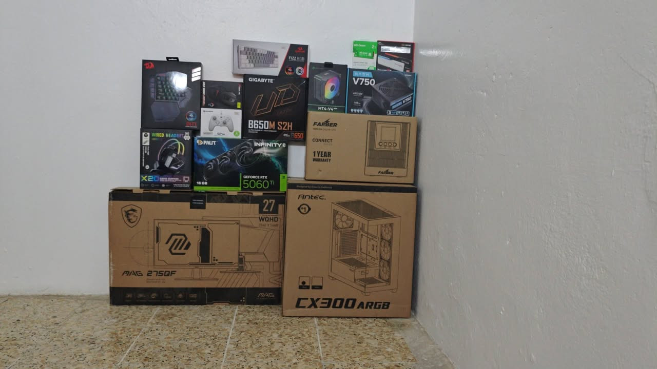السلام عليك سيت اب كامل للبيع كيس وشاشه ويو بي اس وملحقات من كيبوردات وماوس وجويستك.
مواصفات الكيس
Ryzen 5 9600X
RTX5060 Ti 16GB
RAM G.SKILL M5 16×2(32) 6000
Motherboard: B650M
HARD:2T
power supply: RTOM  V750
Air cooling
الكيس كامل ملحقات وكيبلات سعره وحده 1800

شاشه MONITOR MSI.27 0.5ms 180HZ IPS 2K سعر الشاشه وحدها 220 الف

يو بي اس FARBER 1KV ONLINE سعر اليوبي وحده 200 الف

ملحقات اضافيه 
كيبورد ريدراقون FIZZ RBG
كيبورد ريدراقون احترافي DITI
ماوس هايبر اكس GM-520
جويستك كيم سير G7
سماعة اونيكوما X20

كل القطع كراتينها موجوده وبيها ضمان استخدام ثلاث اشهر قليل

للتواصل هذا يورز الانستا m_te18y
او على الرقم ***********

مكاني بغداد مدينة الصدر

(منشور مساعده صديق)
