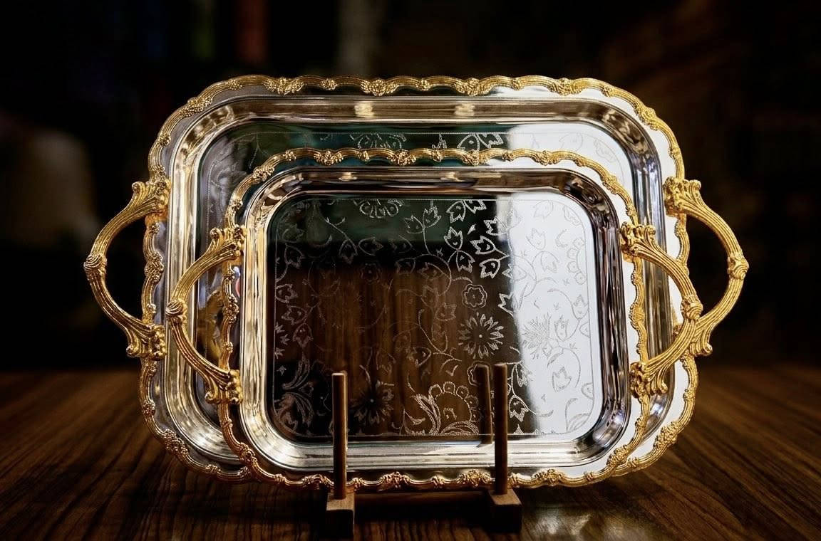 عنوان الفخامة ببيتج.. سيت صواني تقديم ملكية ✨
طقم مكون من قطعتين بتصميم كلاسيكي ونقوش محفورة بدقة، تضيف لمسة من الرقي لكل خطار.


**إذا كنت صاحب هذا الإعلان وتريد حذفه لأي سبب، رجاءا أرسل رسالة إلى الدعم الفني**