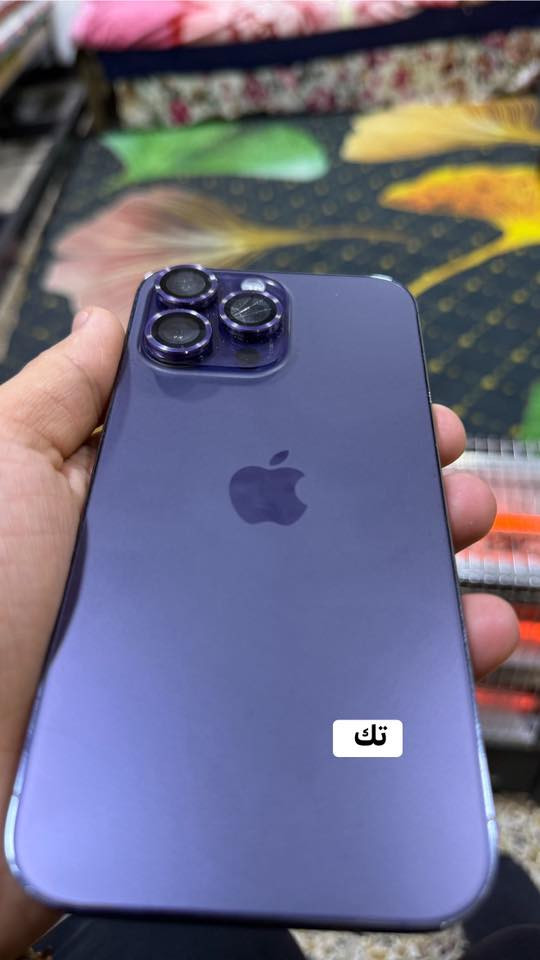 ايفون 14 برو ماكس
iPhone 14 pro max 

سلام عليكم 
متوفر ايفون 14 برو ماكس عدد 2 

اول واحد
لون اسود نظافة 100 ‎%‎ 
بطارية 85 🔋  بلادي شرط 
ذاكرة 256 
دبل ZA مع كارتونه البلادي 
سعر 940 الف

ثاني واحد 
لون بنفسجي 
الجهاز بيه شخوط شوية بالشاشة موضحة بالصور 
بطارية 91 
ذاكرة 256 
تك سيم كارت 
امريكي 
سعر 800 الف
عنوان موصل 
***********
