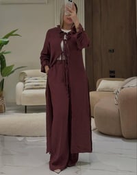 طقم نسائي • طقم تلات قطع • بنطلون وايد ليج • بلرو • بدي قطن • ملابس نس...