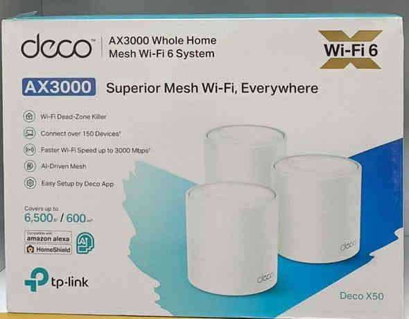 🏮راوترات DECO🏮
Deco E4/1200/1pec
السعر 30.000
Deco E4/1200/2pec
بسعر 53.000
Deco E4/1200/3pec
بسعر 76.000

 Deco M4/1200/1pec
بسعر 39.000
Deco M4/1200/2pec
بسعر 73.000
Deco M4/1200/3pec
بسعر 104.000

Deco S7/ 1 pec
بسعر 43.000
Deco S7/2pec
بسعر 85.000
Deco S7/3pec
بسعر 122.000

Deco AX 1800 . X20 siri 2pec
السعر 300.000
Deco.AX1800  X20  2 pec
السعر 135.000
Deco X50  AX3000 3pec
السعر 235.000
Deco X50 AX3000 1pec 
 السعر 105.000
Deco X55 AX3000 3pec
 السعر 230.000
Deco XE 75 AX5400 2pec
السعر 260.000
للإستفسار تواصل معنا📞
📞***********
توجد خدمة توصيل📮 خلال 24 ساعة
