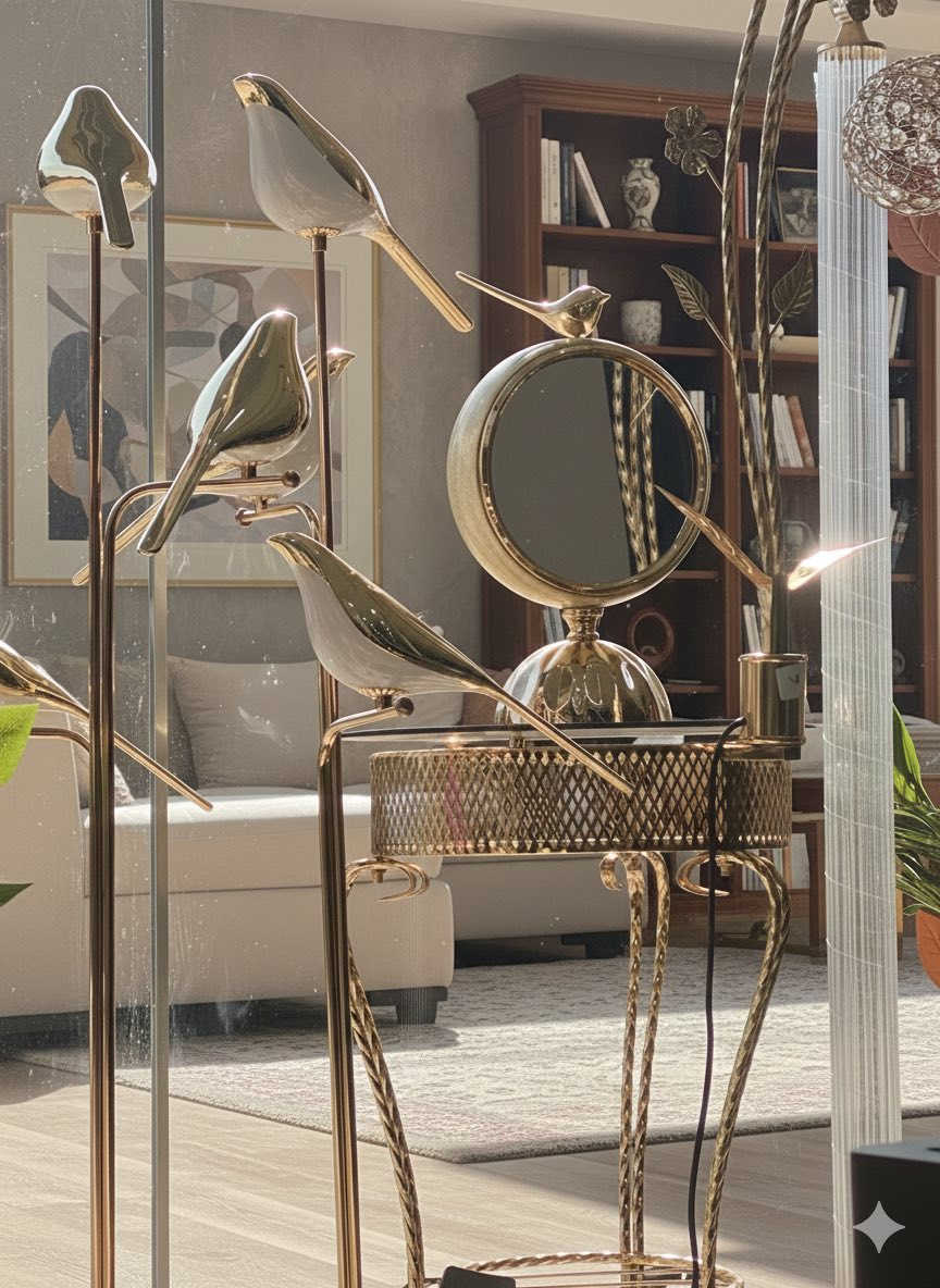 لمحبي الفخامة والكلاسيكية (مناسب للقطع الذهبية) ركنك الخاص يستحق الأفضل! 🏠💛
أضيفي لمسة من السحر لبيتك مع تشكيلتنا الحصرية من الإكسسوارات الذهبية والمرايا الأنيقة.
✅ جودة عالية.
✅ تصاميم فريدة.
✅ لمسة عصرية. 

تحف فنية مستوحاة من الطبيعة.
• إضاءة خافتة تزيد المكان دفئاً.
📍 متوفرة الآن في [الرؤيا العالمية]. 

للأتصال والاستفسار :***********
***********
