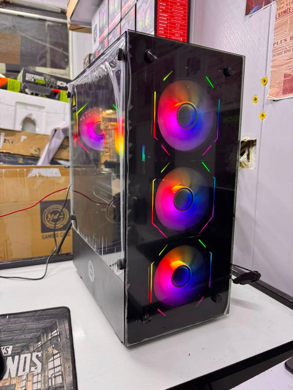 تحية طيبة شبابنا وحبايبنا 
تجميعة مرتبة كل القطع نظيفة اداء وحرارة مرتبة 
R5 5600G
RAM 16 3600 T.FORCE 
B450ASUS PRIME MK 4SLOT 
RX5700XT XFX 8GB 
M.2 128-HDD1TB
CPU COOLER RGB 
P.S650W+80PLUS 
CASE 4FAN 
السعر ٧٧٥ الف سعر نهائي شبابنا 
متوفر توصيل لكافة المحافظات 
عنوان المكتب واسط كوت المشروع مركز محمد صدقي التقني للحاسبات 
***********
