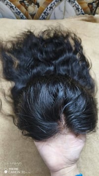 باروكة شعر طبيعي • أسود • ٦٠سم