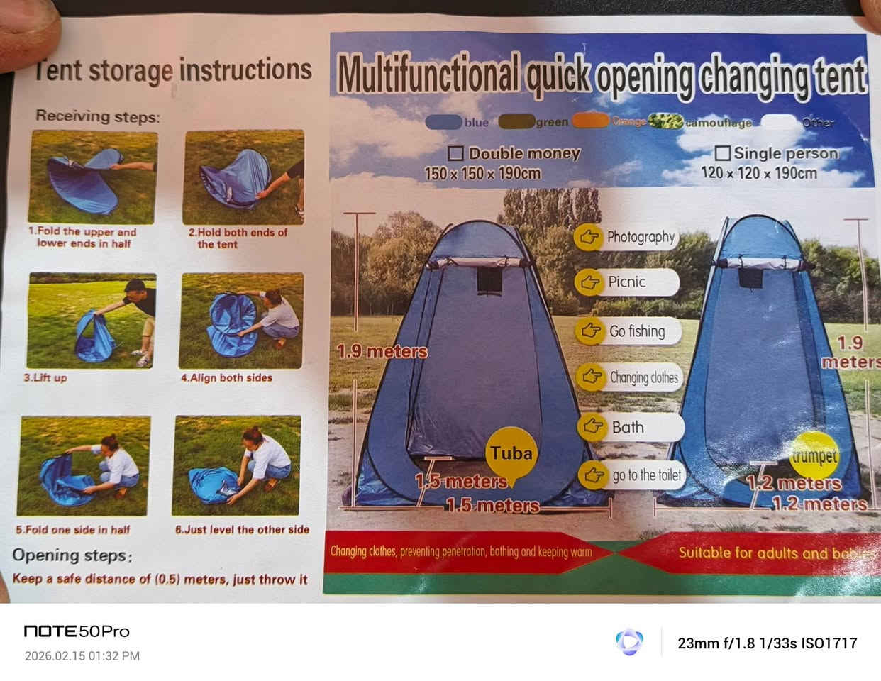 خيمه حمام كشتات القياس ١٥٠ في ١٥٠ السعر ٢٥ مع التوصيل


**إذا كنت صاحب هذا الإعلان وتريد حذفه لأي سبب، رجاءا أرسل رسالة إلى الدعم الفني**