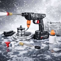 مسدس غسيل سيارات كهربائي محمول ببطارية ليثيوم  السعر 25 الف  والتوصيل ...