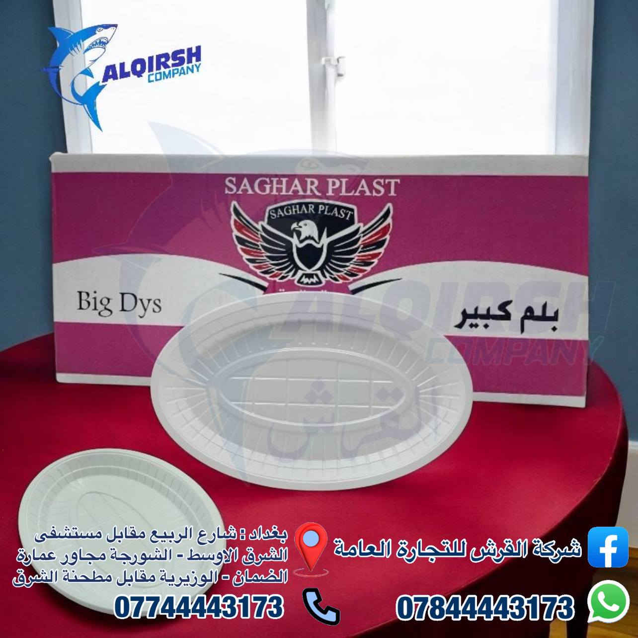 🦈 القرش .. الاختيار الاول للتجار 🦈 
متوفر كل انواع المواعين كيك وتمن عدل ومقطع وكرستال ومقبلات وحلاوة مايكرو وكركرة و عميق و T6, T4, T3, T2 / متوفر كلشي من المواعين المنيوم وبلاستك وفلين وكارتوني 🍽
كلشي تحتاجه متوفر عدنا وبأسعار خاصة للموزعين وأصحاب محلات الجملة 😎
📦🚚 بضاعتنا مضمونة وتجهيزنا سريع
وفوك كل هذا أسعارنا تنافسية 💲🔥
حتى تعرفون كل جديد يوصلنا تابعونا على الواتساب:  
https://chat.whatsapp.com/JZ1c6AdVkPiFAB4PcGCvgr?mode=r_t
📞 للحجز والتواصل:  
***********  
***********  
7012
📍 فروعنا في بغداد:
• شارع الربيع – مقابل مستشفى الشرق الاوسط  
• التاجي - قرب جسر ذراع دجلة مجاور بانزين خانة الاثير  
• الشورجة – مجاور عمارة الضمان  
• الوزيرية – مقابل مطحنة الشرق
