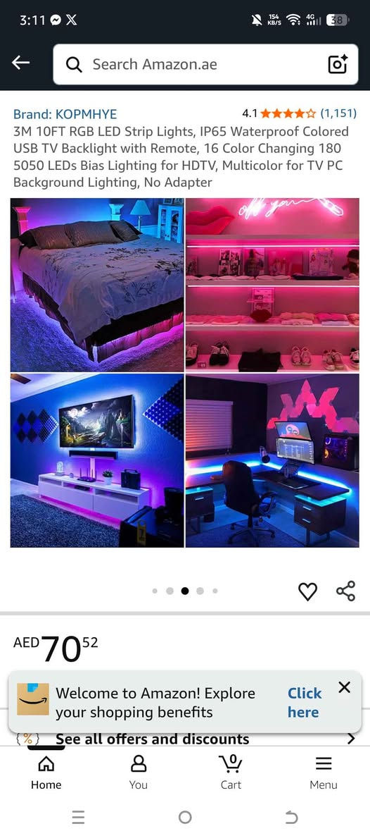 گۆڕینی ڕەنگ بە ڕیمۆت
گونجاو بۆ ژووری میوان، ژووری نووستن، کۆمپیوتەر و TV
دانانەوەی ئاسان
خەرجی کارەبا کەم
🎉 بۆ زینەتی ماڵ و شوێنی کارەکەت باشترین هەڵبژاردە!
📞 بۆ داواکردن پەیوەندی بکە

.... 
غيّر أجواء منزلك بإضاءة عصرية ملوّنة!
💡 شريط إضاءة LED
تغيير الألوان بواسطة الريموت
مناسب لغرفة المعيشة، غرفة النوم، الكمبيوتر والتلفاز
سهل التركيب
استهلاك كهرباء منخفض
🎉 الخيار الأمثل للزينة وإضافة لمسة جمالية مميزة
📞 للطلب يرجى التواصل أربيل, العراق


**إذا كنت صاحب هذا الإعلان وتريد حذفه لأي سبب، رجاءا أرسل رسالة إلى الدعم الفني**