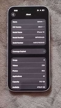 ايفون ١٤ نظافه ١٠٠ بالميه باكيت موجود ذاكره ٥١٢ بطاريه ٨٧ بغداد حي  ال...