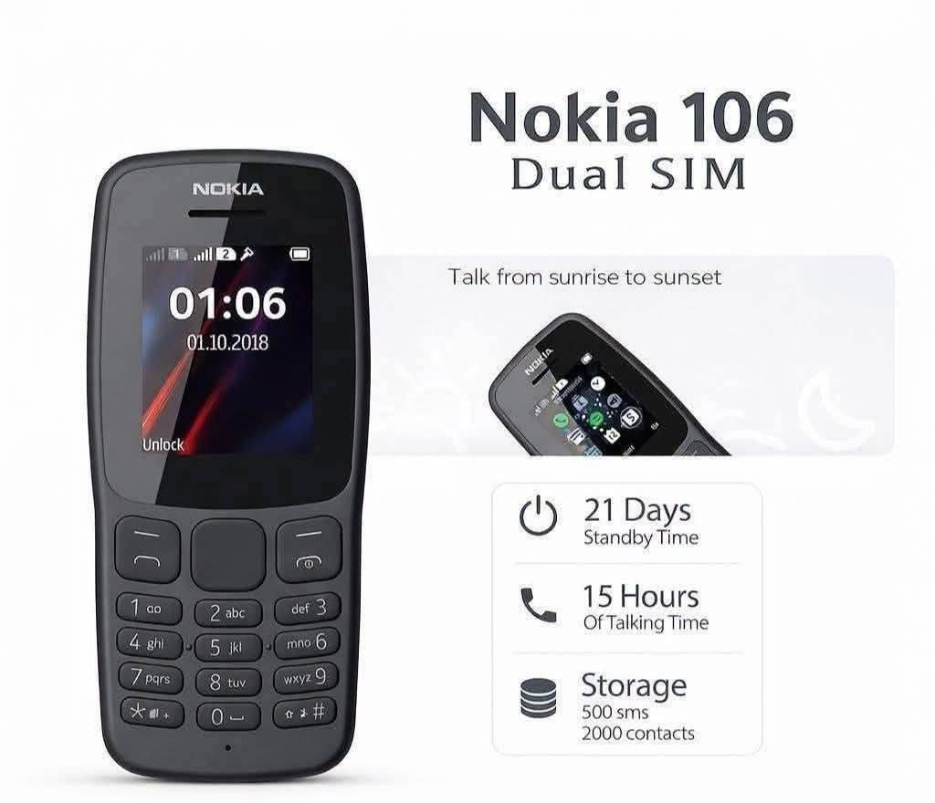 نوكيا 106 4g فيتنامي الاصلي🔥
صناعة فيتنامية 👍
مميزات الموبايل 
🟢بطارية ٨٠٠ مللي امبير 
🟢يدعم ٢ شريحة
🟢الذاكرة الداخلية ٤ ميجا 
🟢كشاف ليد 
🟢يدعم الراديو 
🟢يدعم تسجيل ٢٠٠٠ أسم بذاكرة الهاتف


**إذا كنت صاحب هذا الإعلان وتريد حذفه لأي سبب، رجاءا أرسل رسالة إلى الدعم الفني**