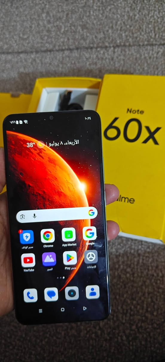 ريلمي نوت 60X
جهاز نضيف ملحقات كاملة
الشاشة : هيرتز 90Hz
البطارية : 5000 ملي امبير+شحن سريع  
الذاكرة : 128 / جيجابايت رام 8
مقاوم للماء والغبار 
السعر 135 شراي خاص 
او واتساب ***********
