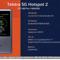 تيلسترا 5G • هوت سبوت 2 • U60 برو • كوالكوم SDX72 • واي فاي 7 • بطارية...