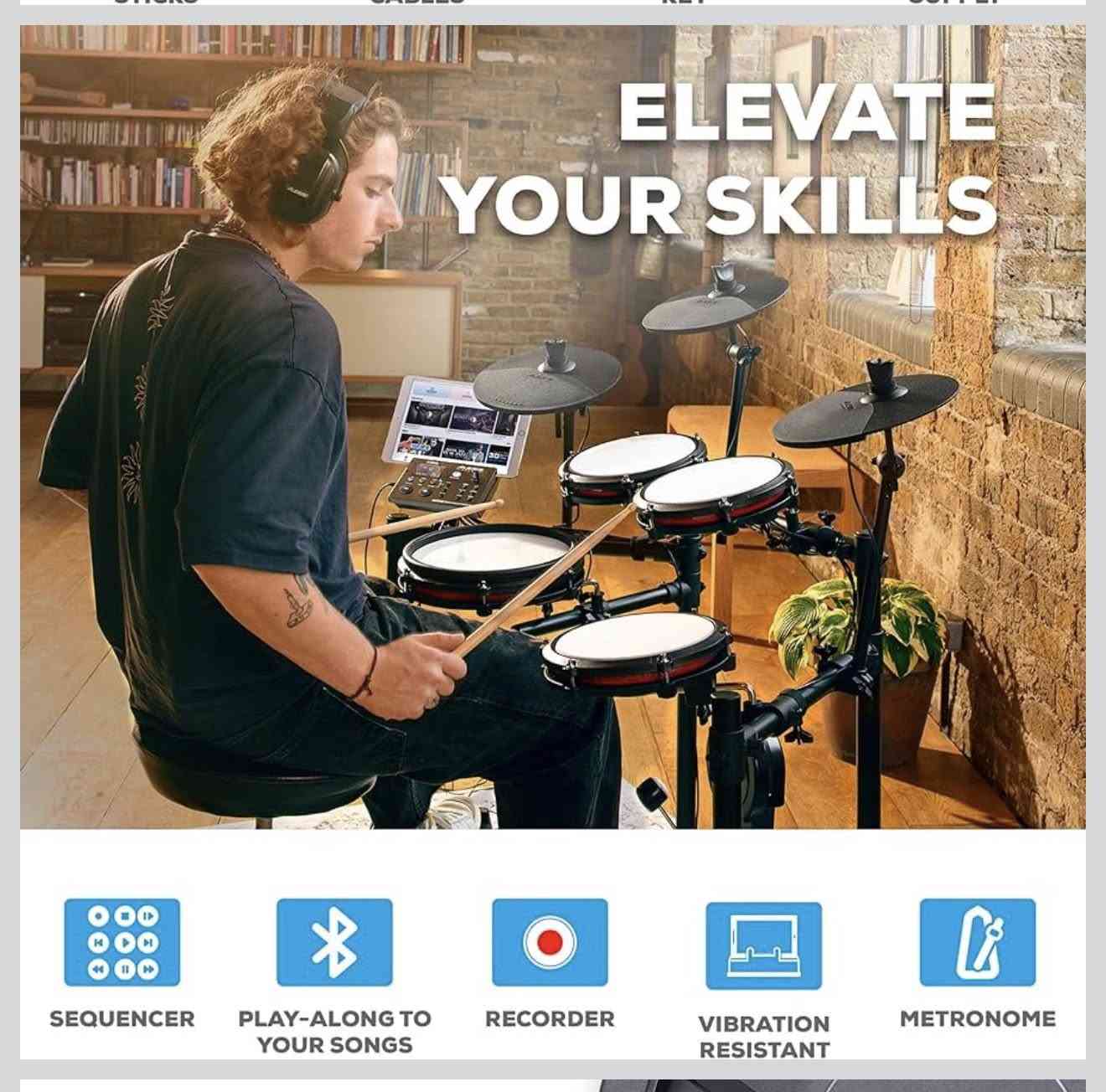 متوفر من امازون 💐
🌸 Alesis Nitro Max 🌸

طقم طبول إلكتروني Alesis Nitro Max Kit.

طقم طبول إلكتروني فاخر مكون من 8 قطع، 
مزود برؤوس شبكية فائقة الهدوء من Alesis، 
ووحدة طبول ثورية بتقنية Bluetooth، 
وأصوات طبول BFD مدمجة رائدة في الصناعة.
إحساس أداء حقيقي 
- طبلة سنير شبكية ثنائية المنطقة أكبر حجمًا (10 بوصات)، و3 طبول توم شبكية (8 بوصات)، وبرج طبلة باس مع دواسة، و3 صنجات (10 بوصات): رايد، وهاي هات مع وحدة تحكم بالقدم، وكراش مع خاصية كتم الصوت، على حامل متين قابل للطي.

- وحدة طبول مطورة مع 32 مجموعة BFD جاهزة للعزف، و16 مجموعة من صنع المستخدم، وأكثر من 440 صوتًا للطبول والصنجات والإيقاع، وعينات متعددة السرعات للحصول على صوت طبول صوتي حقيقي.
مكتبة صوتية افتراضية واسعة 

جديد كبس👍
لمعرفة السعر التواصل بالخاص او رقم واتساب ***********💐
