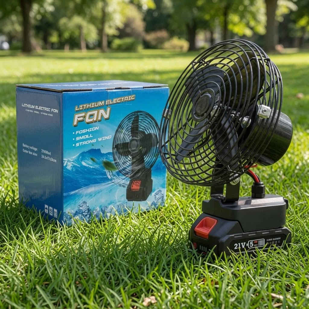 The F621 21V Rechargeable Camping Fan is a powerful,compact, and reliable cooling companion designed for outdoor enthusiasts. Whether you're camping, hiking, fishing, or enjoying a backyard BBQ, this lightweight lithium battery fan delivers strong airflow to keep you cool and comfortable.
✅Strong Wind Output: High-performance motor provides powerful, refreshing airflow even on hot summer days.
✅Long-Lasting Battery: Powered by a high-capacity 21V lithium battery (available in 5Ah or 10Ah versions) for extended runtime.
✅Rechargeable & Convenient: Comes with a fast charger. Simply plug in to recharge — no need for disposable batteries.
✅Portable & Stable Design: Sturdy base with the battery pack attached keeps the fan upright on uneven ground. Easy to move between tent, picnic table, or campsite.
✅Durable Build: Strong metal fan grille and robust construction built to withstand outdoor conditions.
✅Compact Size: Small enough to pack in your backpack or camping gear, yet powerful enough for real comfort.


**إذا كنت صاحب هذا الإعلان وتريد حذفه لأي سبب، رجاءا أرسل رسالة إلى الدعم الفني**