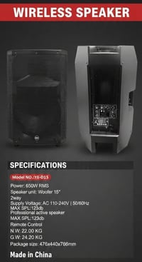 مضخم حفلات • ٦٥٠ واط • بدون ستاند