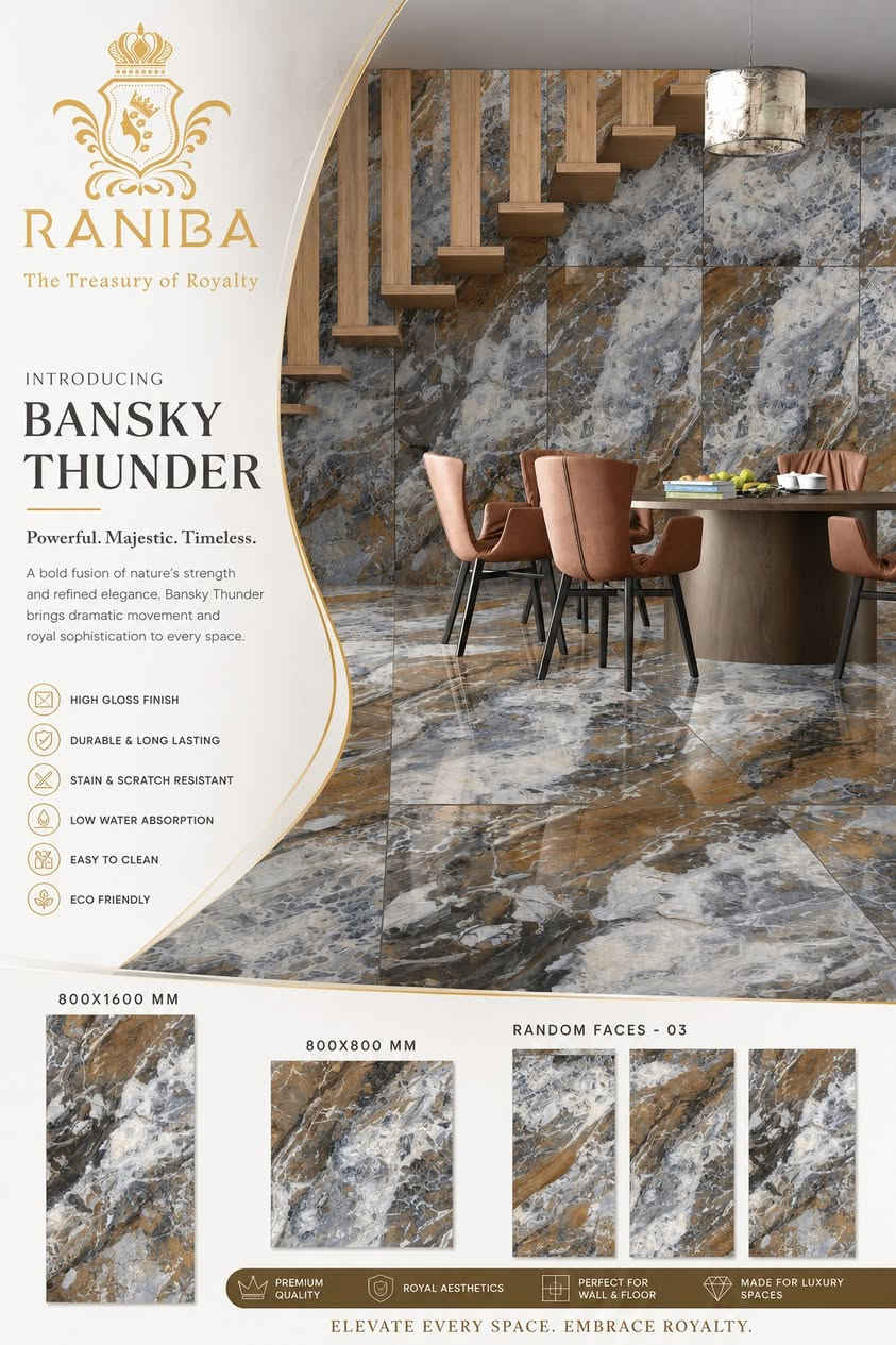 BANSKY THUNDER & BANSKY NATURAL

A statement of luxury, strength, and sophistication.

📏 Available in 800x800 MM & 800x1600 MM

✨ Dark Collection
✨ Premium Porcelain Tiles
✨ Crafted for Elegant Spaces

📩 DM us for pricing & dealership enquiries.
WhatsApp: https://api.whatsapp.com/send?phone=919106847677
Email: marketing@raniba.in
Facebook: https://www.facebook.com/vanshikapatel.1639
Instagram: https://www.instagram.com/vanshika_patel_1603


**إذا كنت صاحب هذا الإعلان وتريد حذفه لأي سبب، رجاءا أرسل رسالة إلى الدعم الفني**