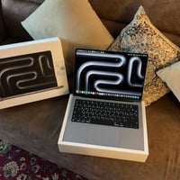 macbook pro m3 14-inch ضمان ABM كيبورد عربي انجليزي عدد دورات الشحن 90...