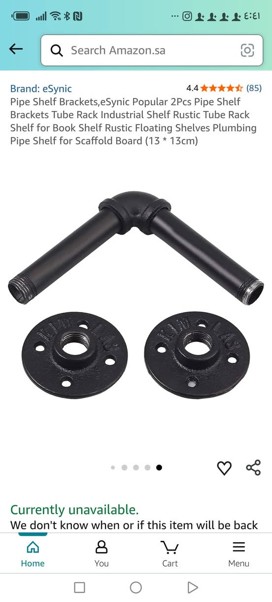 مواسير ماء تستخدم لتركيب أرفف الكتب أو الأرفف العائمة الخشبية.
مثالية للديكورات التي تعتمد على مظهر "المواسير" أو التصاميم العتيقة (Vintage موجود كميه سعر القطعه ٥٠٠ دينار اعتماد واتساب ***********
