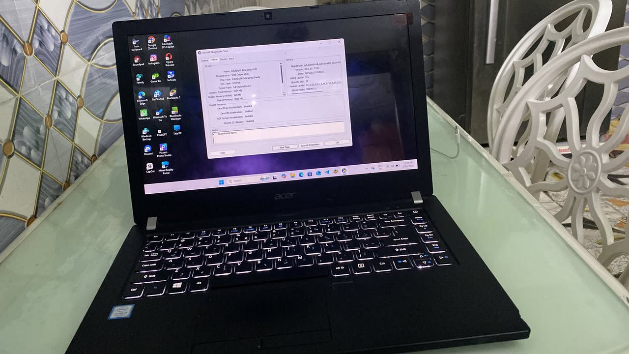 لابتوب acer 
intel
CORE 15
8th Gen
Approx. Total Memory: 4154MB
Display Memory (VRAM): 128 MB
Shared Memory: 4026 MB
Intel(R) Core(TM)
i5-8250U CPU 
1.60GHz
السعر 250 وبيها مجال 
للتواصل بي واتساب  *********** العنوان بغداد الحسينيه مال راشديه
