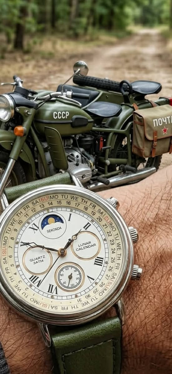 تحية طيبة
#Sekonda
#سيكوندا
 وهي  واحدة من الساعات التي تجسد الطراز النيو كلاسك الذي أنتشر في أواخر الثمانينات وهي تحمل تفاصيل فنية مثيرة للاهتمام وهي ماركة بريطانية الأصل لكنها تأريخيآ كانت مرتبطة بشكل وثيق بصناعة الساعات السوفيتية (الروسية) حيث كانت تصدر ساعات مصانع (بولجوت)
وراكيتا إلى الغرب تحت أسم سيكوندا بعد انهيار الاتحاد السوفيتي انتقلت الماركة لاستخدام حركات يابانية في أغلب موديلاتها .
وتكون الماكنة من صنع (Miyota)
مايوتا وهو ماجعلته هذه الساعات تحافظ على دقتها واعتماديتها لفترات طويلة ويرجح صنع هذا الموديل في فترة 
1990 . التصميم الذي يجمع بين اللونين الذهبي والفضي (Two-tone)
مع العقارب النحيفة والأرقام الرومانية وكانت السمة الطاغية في تلك الحقبة .
وتتميز هذه الساعة بتقويم فلكي 
(Astronomic Calendar)
وتتضمن مؤشر طور القمر (
Moon Phase) 
الموجود في أسفل أعلى الساعة وهو يعرض دورة القمر الحقيقية على مدار الشهر . وتقويم قمري
(Lunar Calendar)
مع مؤشر ثواني
منفصل يعمل كعداد للثواني مستقل عن العقارب الرئيسية
الساعة وطوقين متحركين داخل الساعة لعرض التاريخ اليومي والشهري . نظافة ممتازة جدا .
شحن وتوصيل متوفر لكل مكان 
التواصل خاص لطفآ .


**إذا كنت صاحب هذا الإعلان وتريد حذفه لأي سبب، رجاءا أرسل رسالة إلى الدعم الفني**