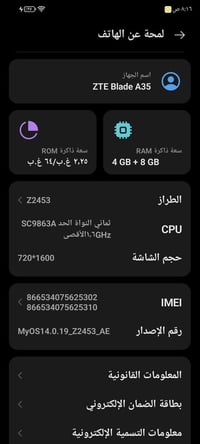 زد تي اي A35 • نضيف • بدون تصليح