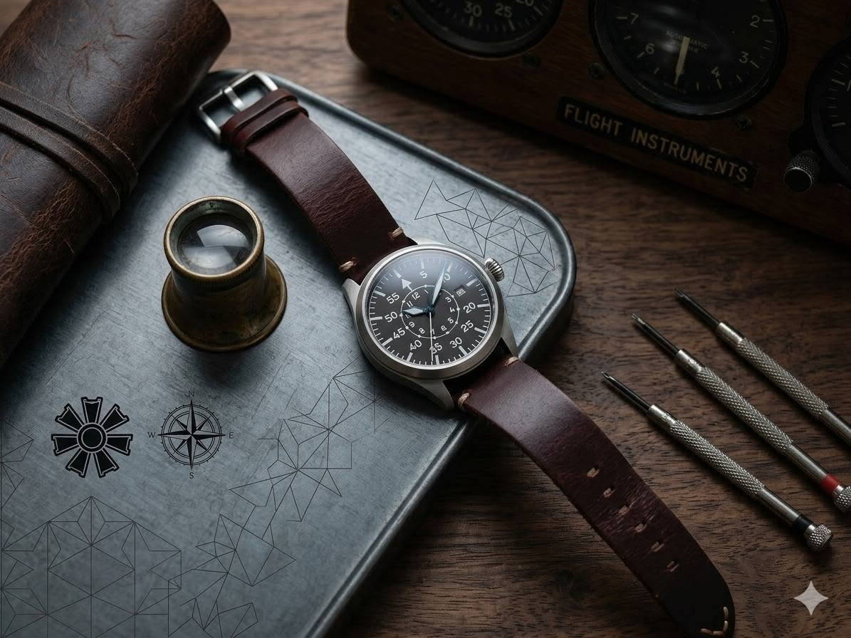 📢 لأصحاب الذوق الرفيع.. ساعة طيارين (Flieger Type-B) أوتوماتيكية للبيع
​لكل شخص يقدر الساعات الميكانيكية الكلاسيكية والقطع المميزة، ساعة طيارين إصدار خاص (Sterile Dial - بدون شعار) تعطي فخامة وغموض وهيبة باليد.
​✨ المواصفات الفنية العالية:
​المحرك: أوتوماتيكي ميكانيكي بالكامل (يعمل ويشحن تلقائياً مع حركة اليد، بدون بطارية).
​الزجاج: ياقوت كريستال (Sapphire) مقاوم للخدش والصدمات تماماً.
​الهيكل (Case): فولاذ مقاوم للصدأ (Stainless Steel) بتشطيب مطفي راقٍ جداً.
​الغطاء الخلفي: شفاف (جام) يظهر تفاصيل وحركة تروس المحرك الداخلية.
​المينا (Dial): تصميم Type-B الكلاسيكي مع عقارب زرقاء مميزة.
​الحزام: جلد طبيعي متين بلون بني غامق يناسب القوط الرسمية والكاجوال.
​الإضاءة: الفسفور (Lume) قوي جداً وواضح في الظلام.
​مقاومة الماء: 50 متر (WR 50M).
​👌 حالة الساعة:
​الساعة نظيفة جداً وبحالة ممتازة (أخت الجديد)، وتعمل بدقة وانسيابية عالية.
​السعر المطلوب: [  قيم بـ الي يعجبك وآني الممنون]
​الموقع: واسط / الكوت
​للتواصل والاستفسار: [ *********** ( واتساب ) أو "خاص"]
