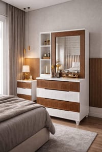 كنتور 3باب 105سم • ميز تواليت 80سم • غرف نوم صاج