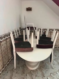 ميز طعام • ميز وكراسي • ميز خشبي • ميز صاج • 8 كراسي • كراسي خشب • طاو...