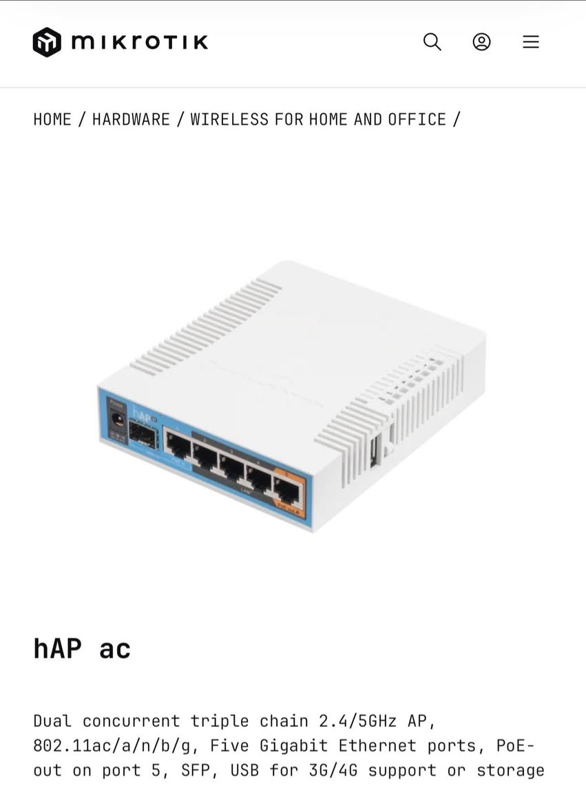 السلام عليكم تحيه طيبه على جميع الاعضاء
راوتر مايكروتك HAP AC للبيع النظافه 95%
المكان بغداد لا يوجد توصيل


**إذا كنت صاحب هذا الإعلان وتريد حذفه لأي سبب، رجاءا أرسل رسالة إلى الدعم الفني**