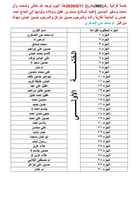 ختمات قرآنية • أسبوعية • حجز